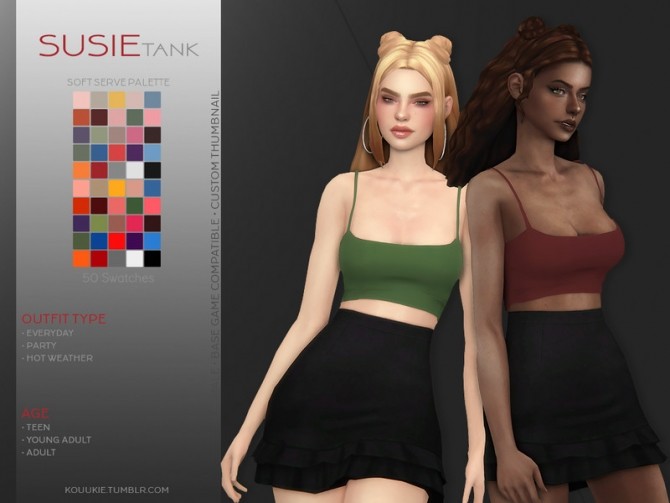 Sims 4 Susie Tank by Kouukie at TSR