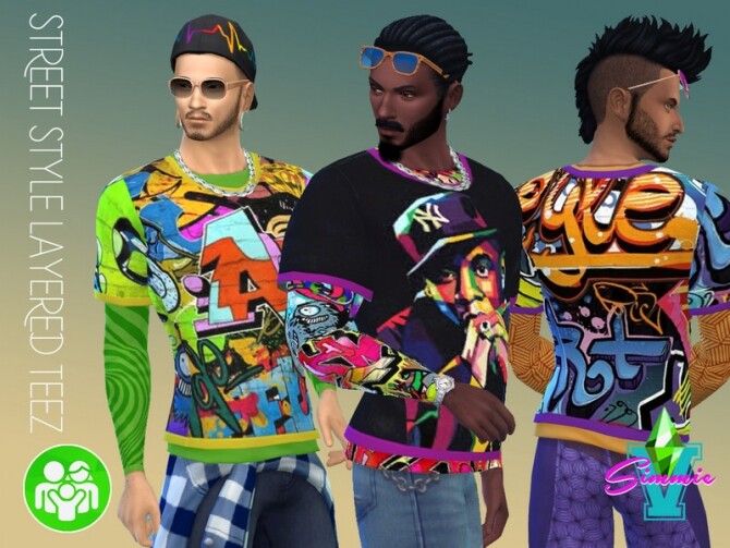 Sims 4 Street Style Layered Teez by SimmieV at TSR