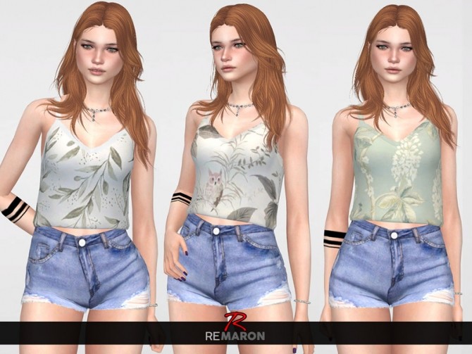 Floral Top for Women 02 by remaron at TSR » Sims 4 Updates
