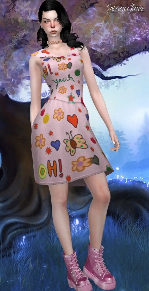 Sims 4 Dress Home is where my cat are at Jenni Sims