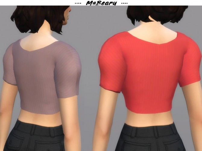 Sims 4 Puffy Sleeve Striped Top by MsBeary at TSR