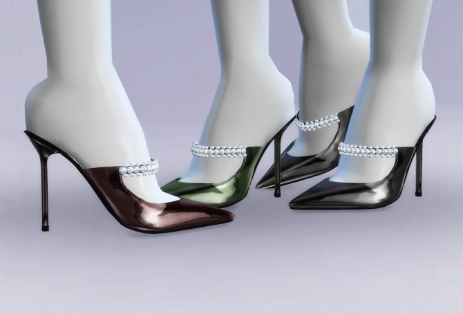Sims 4 Crystal Embellished Mules at MASIMS