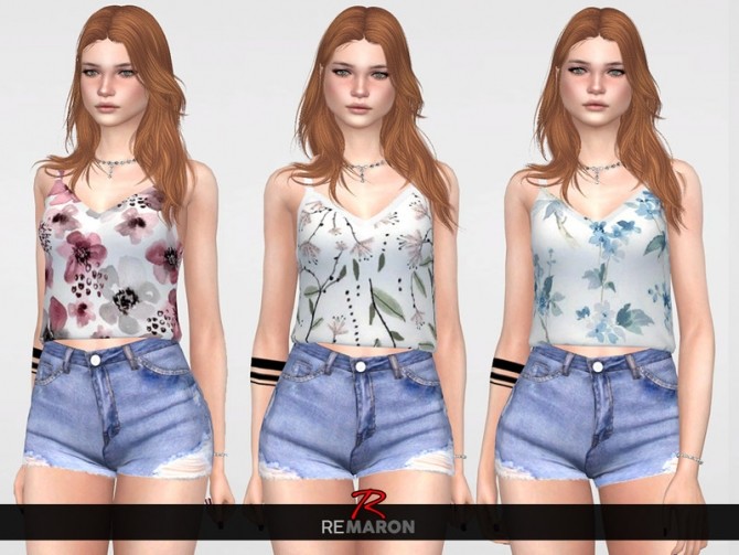 Sims 4 Floral Top for Women 02 by remaron at TSR