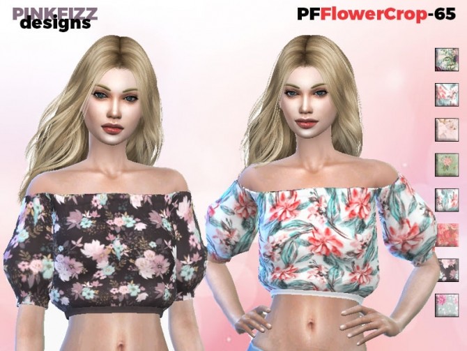 Sims 4 Flower Crop Top PF65 by Pinkfizzzzz at TSR
