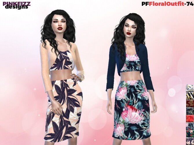 Sims 4 Floral Outfit PF74 by Pinkfizzzzz at TSR