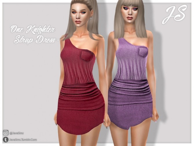 Sims 4 One Knighter Strap Dress by JavaSims at TSR