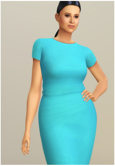 Sims 4 Fitted Dress in Turquoise at Rusty Nail