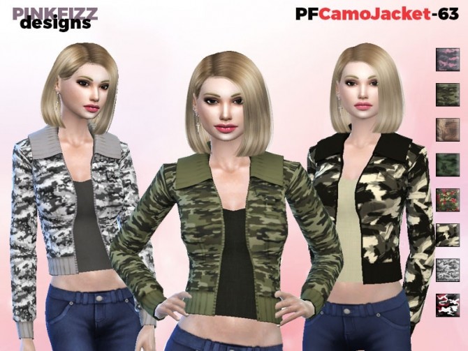 Camo Jacket PF63 by Pinkfizzzzz at TSR » Sims 4 Updates