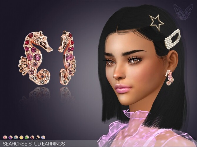 Sims 4 Seahorse Stud Earrings by feyona at TSR