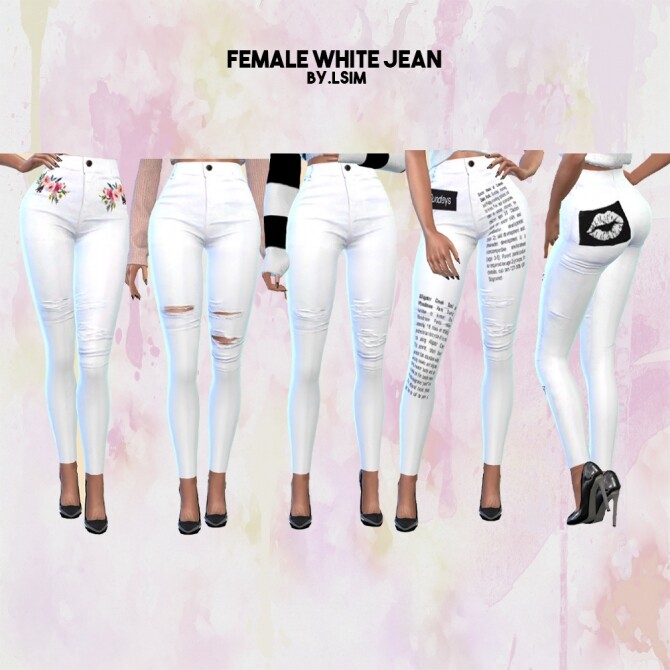 Sims 4 Female White Jeans at L.Sim