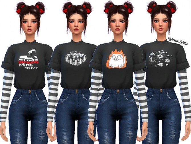 Sims 4 Kassi Layered Tee Shirts by Wicked Kittie at TSR