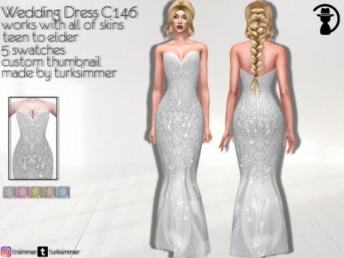 Wedding Dress C146 by turksimmer at TSR » Sims 4 Updates