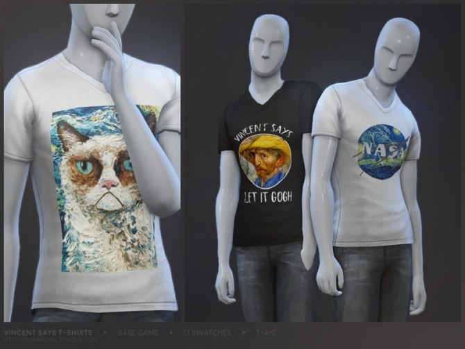 Sims 4 Vincent Says t shirts by sugar owl at TSR