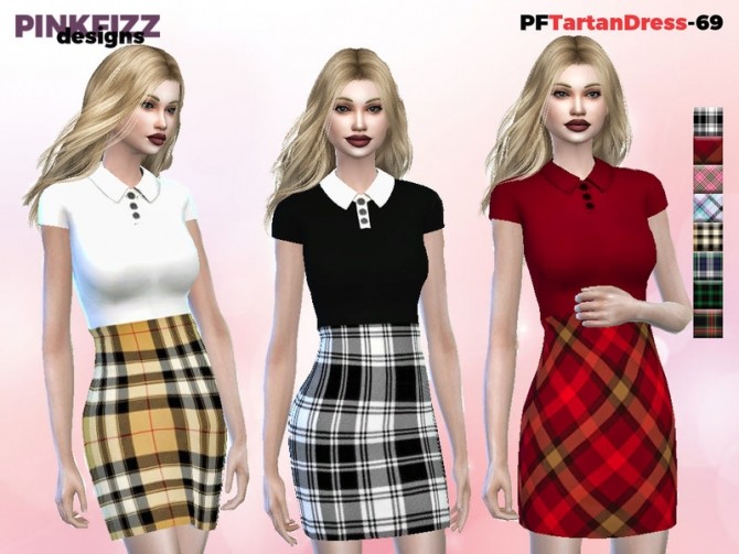 Sims 4 Tartan Dress PF69 by Pinkfizzzzz at TSR