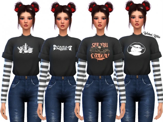 Sims 4 Kassi Layered Tee Shirts by Wicked Kittie at TSR