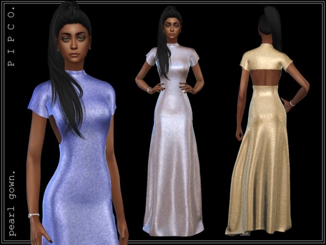 Sims 4 Pearl gown by Pipco at TSR
