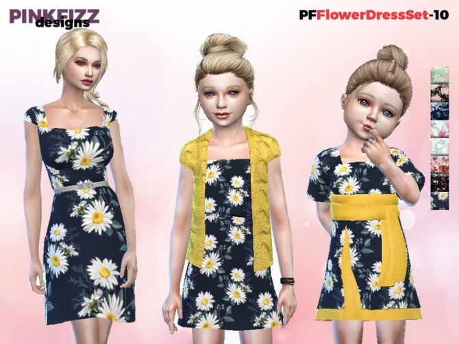Sims 4 Flower Dress Set S10 by Pinkfizzzzz at TSR