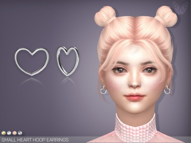 Sims 4 Small Heart Hoop Earrings by feyona at TSR