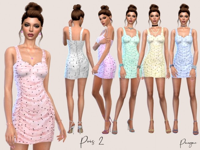 Sims 4 Pois 2 timeless polka dot short dress by Paogae at TSR