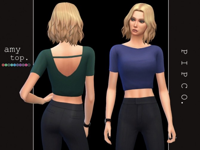 Sims 4 Amy top by Pipco at TSR