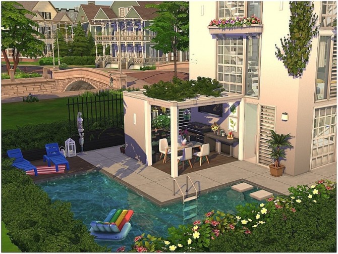 Sims 4 Tiny White Villa by lotsbymanal at TSR