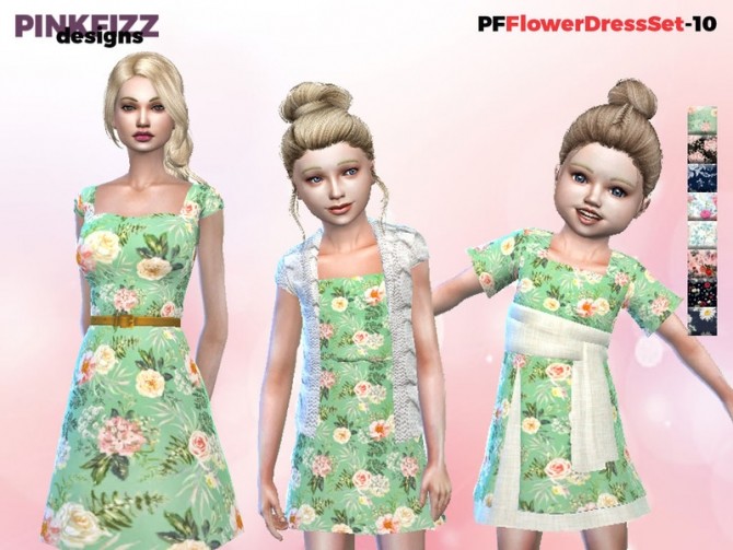 Sims 4 Flower Dress Set S10 by Pinkfizzzzz at TSR