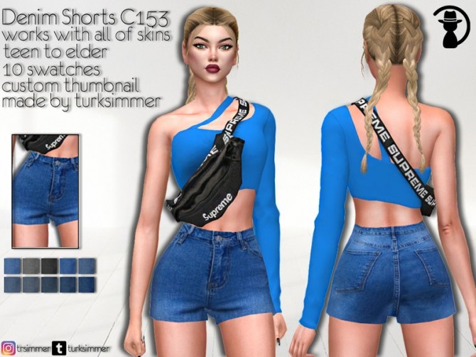 Sims 4 Denim Shorts C153 by turksimmer at TSR