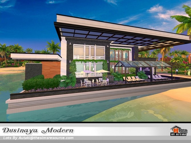 Sims 4 Dusinaya Modern house NoCC by autaki at TSR