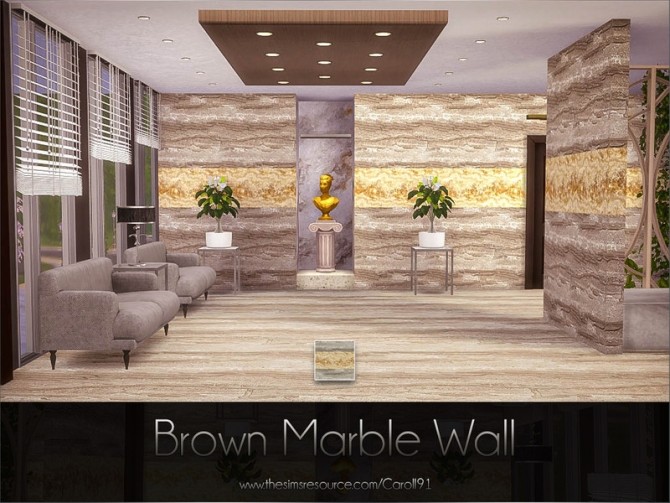 Sims 4 Brown Marble Wall by Caroll91 at TSR