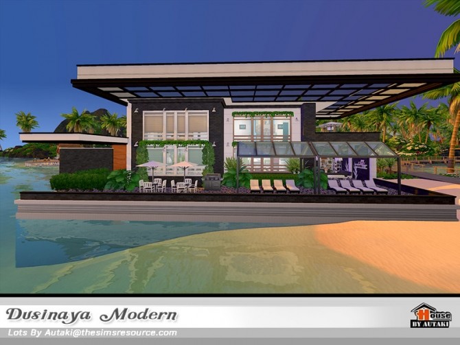 Sims 4 Dusinaya Modern house NoCC by autaki at TSR