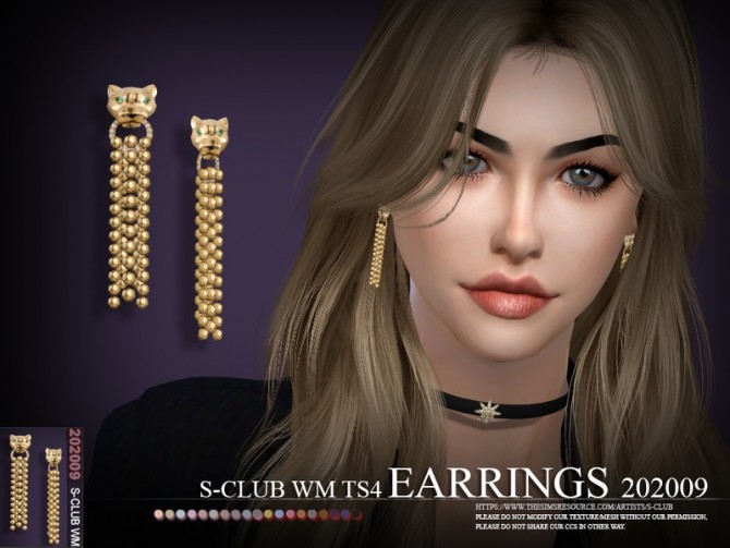 Sims 4 EARRINGS 202009 by S Club WM at TSR