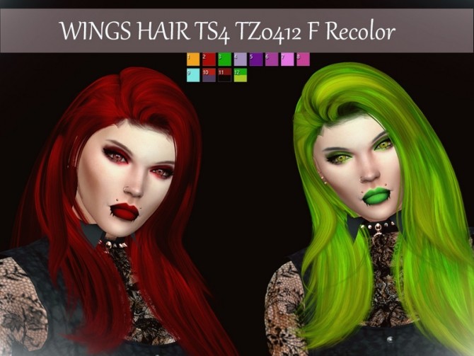 Sims 4 WINGS HAIR TZ0412 F Recolor by Reevaly at TSR