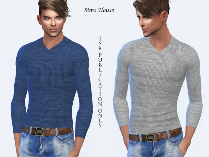 Sims 4 Mens slim long sleeved sweater base colors by Sims House at TSR