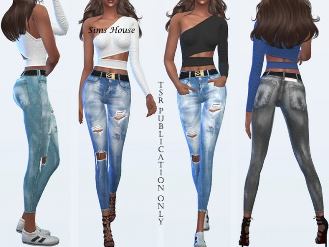 Sims 4 Womens ripped jeans 7.8 by Sims House at TSR