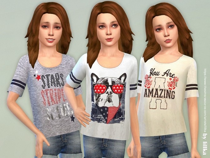 Sims 4 Sporty Tee for Girls 2 by lillka at TSR