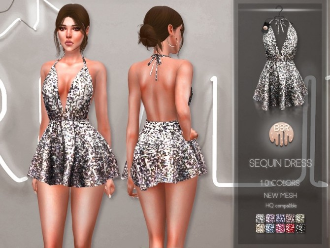 Sims 4 Sequin Dress BD224 by busra tr at TSR