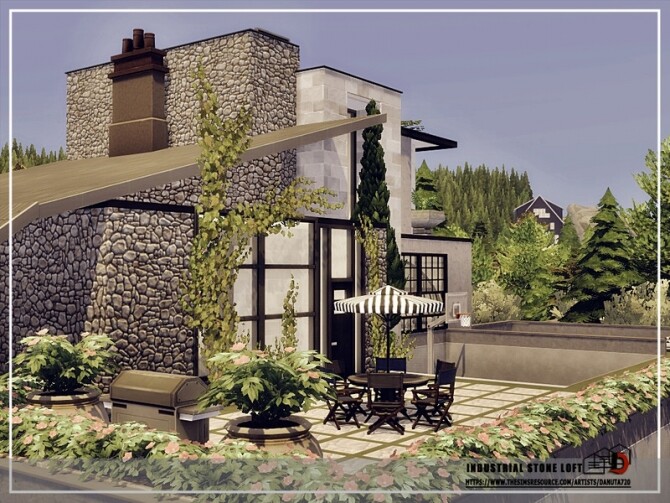 Sims 4 Industrial stone Loft by Danuta720 at TSR