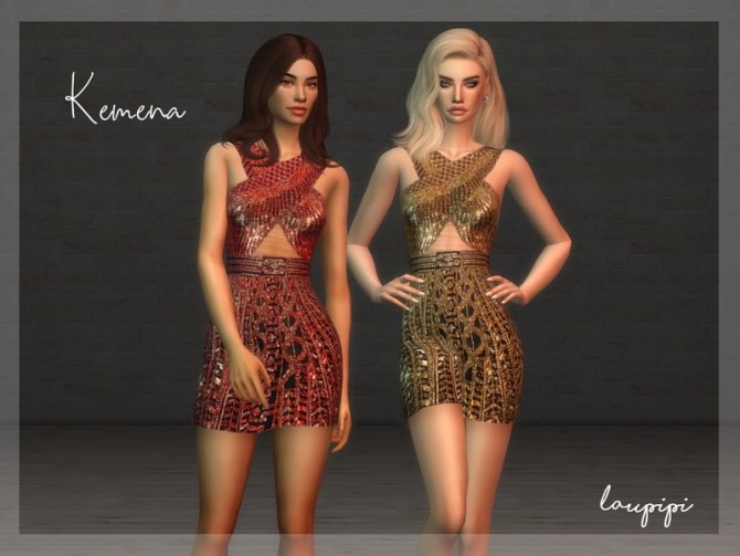 Sims 4 Kemena dress by laupipi at TSR