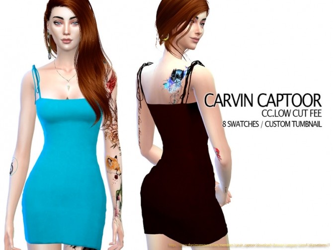 Sims 4 Low Cut FEE dress by carvin captoor at TSR