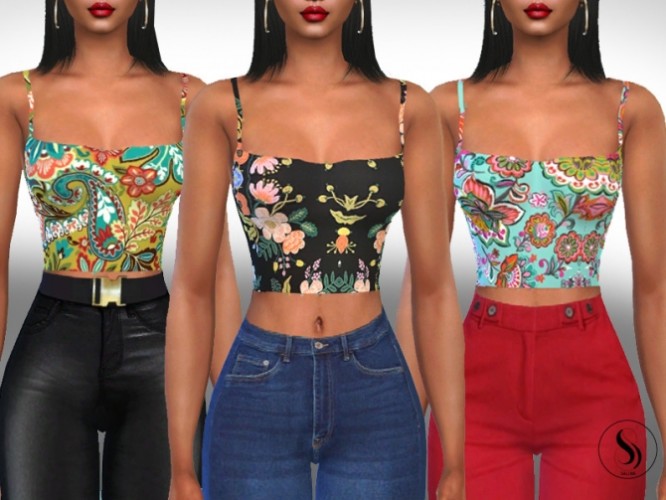 Female Casual Floral Tank Tops By Saliwa At Tsr Sims 4 Updates 9005