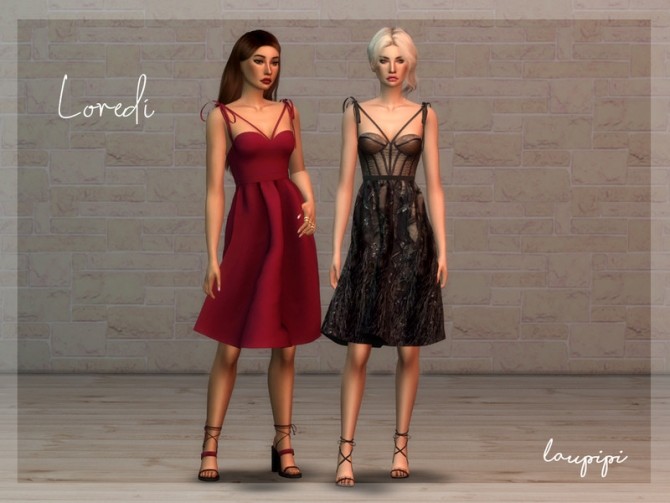 Sims 4 Loredi midi dress by laupipi at TSR
