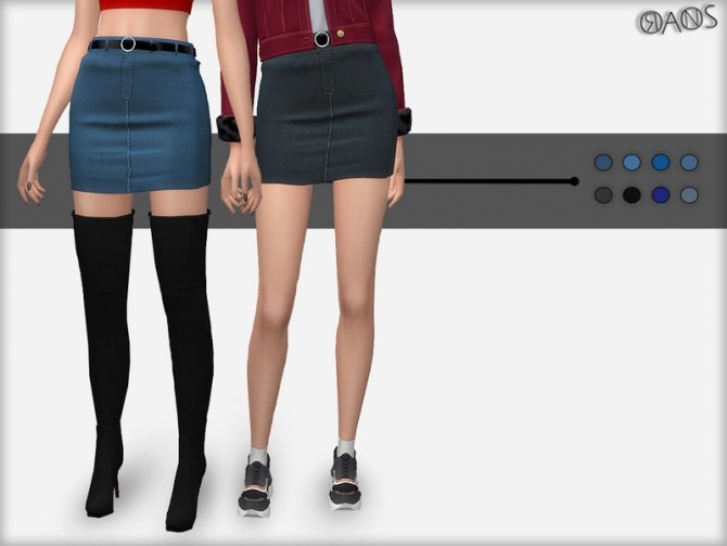 Sims 4 Denim Skirt With Belt by OranosTR at TSR