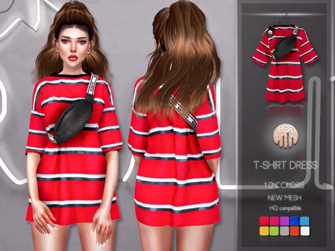 Sims 4 T Shirt Dress BD217 by busra tr at TSR
