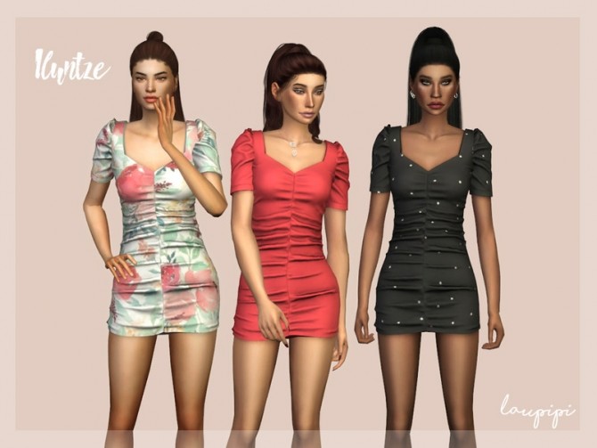 Sims 4 Iluntze spring dress by laupipi at TSR