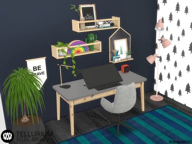 Sims 4 Tellurium Kids Study Room by wondymoon at TSR