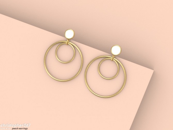 Sims 4 Peach Earrings by Christopher067 at TSR