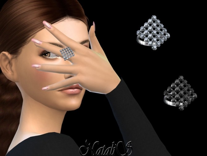 Sims 4 Curved square crystal ring by NataliS at TSR