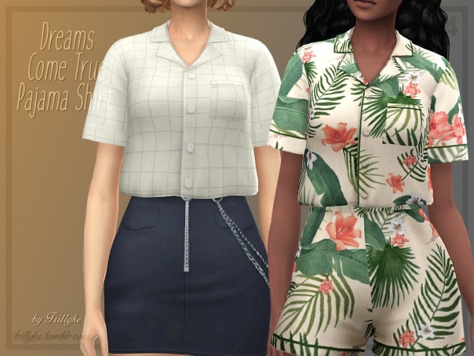 Sims 4 Dreams Come True Pajama Shirt by Trillyke at TSR