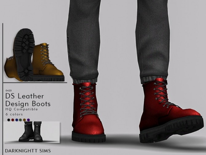Sims 4 Leather Design Boots by DarkNighTt at TSR
