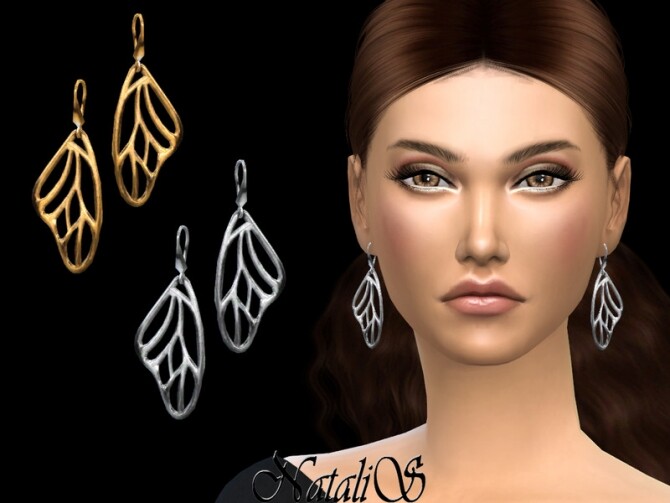 Sims 4 Butterfly wing drop earrings by NataliS at TSR